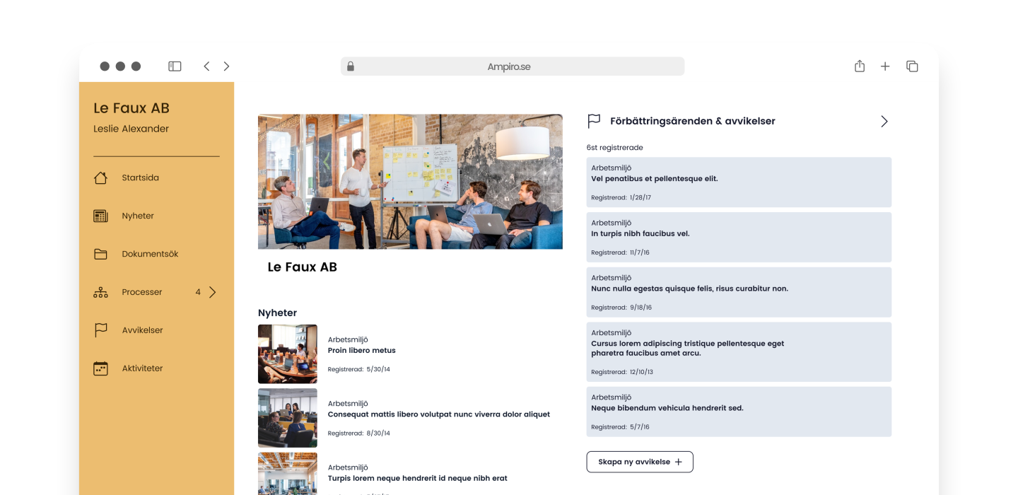 Digitalt ledningssystem - Tillgång via Ampiro system Asys 